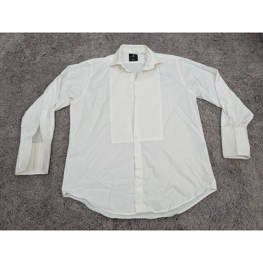 Hawes & Curtis Dress Shirt Mens Size‎ 17/34 French Cuff Cotton Casual White
